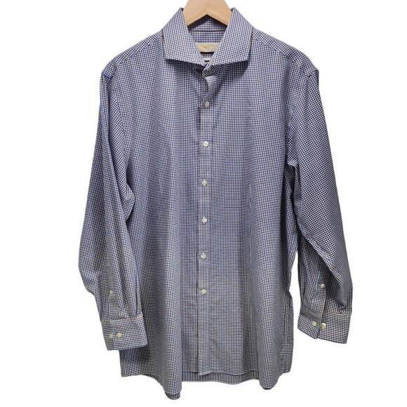 Michael Michael Kors Micro Check Button Front Shirt Men's Size‎ 17 32/33 - Picture 1 of 9